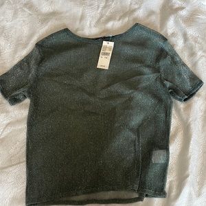 PACSUN GREEN SEE-THROUGH SPARKLE TOP